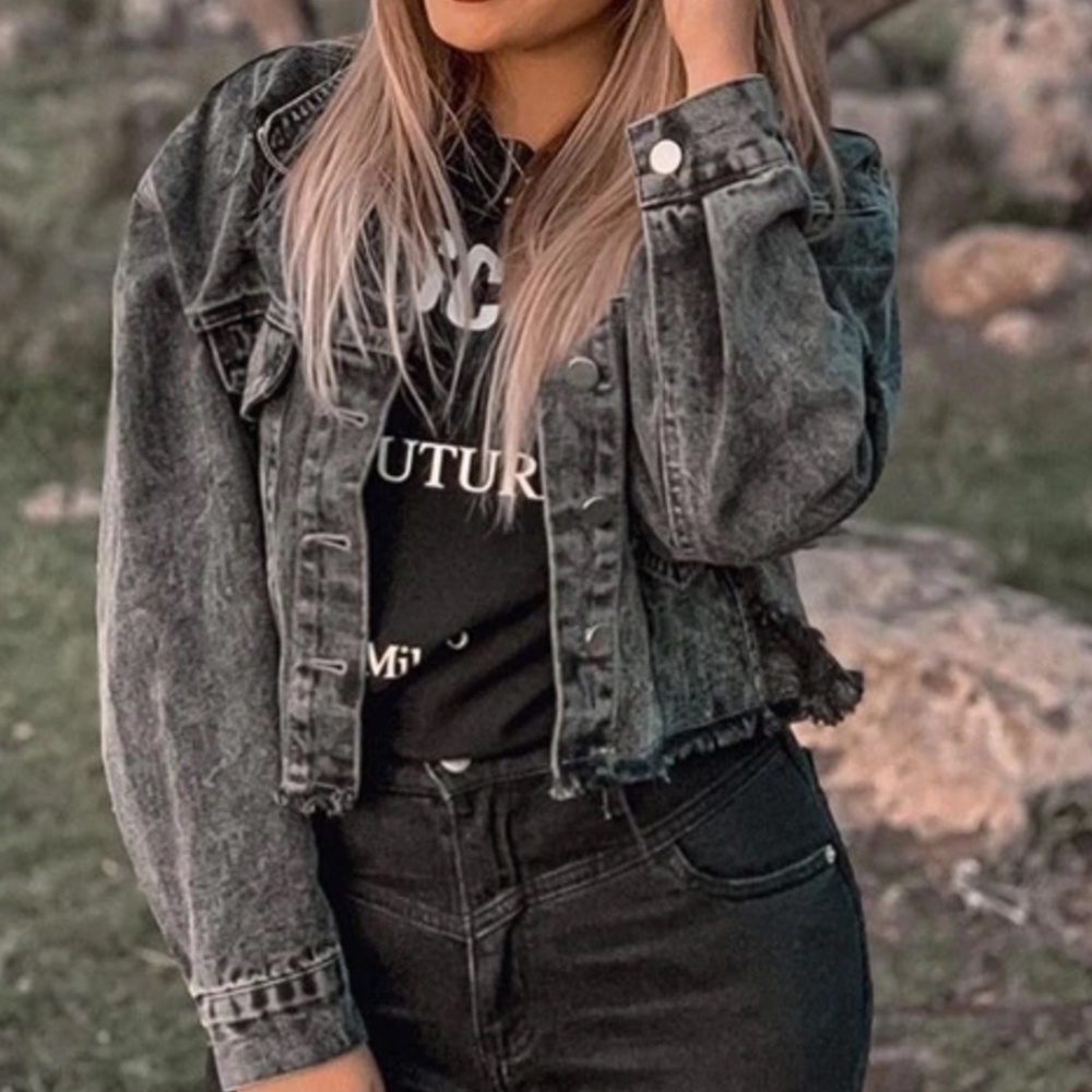 Vintage Wash Black Distressed Button denim washed jacket - Picture 4 of 13